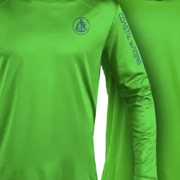 Coastal Waters Crew Neck UPF 50 Sun Protection Tee- Flash Green - Picture 3 of 4